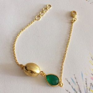 14k gold over sterling silver green onyx bracelet